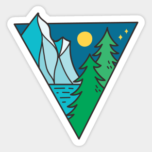 Glacier Lake Moonlight Doodle Sticker